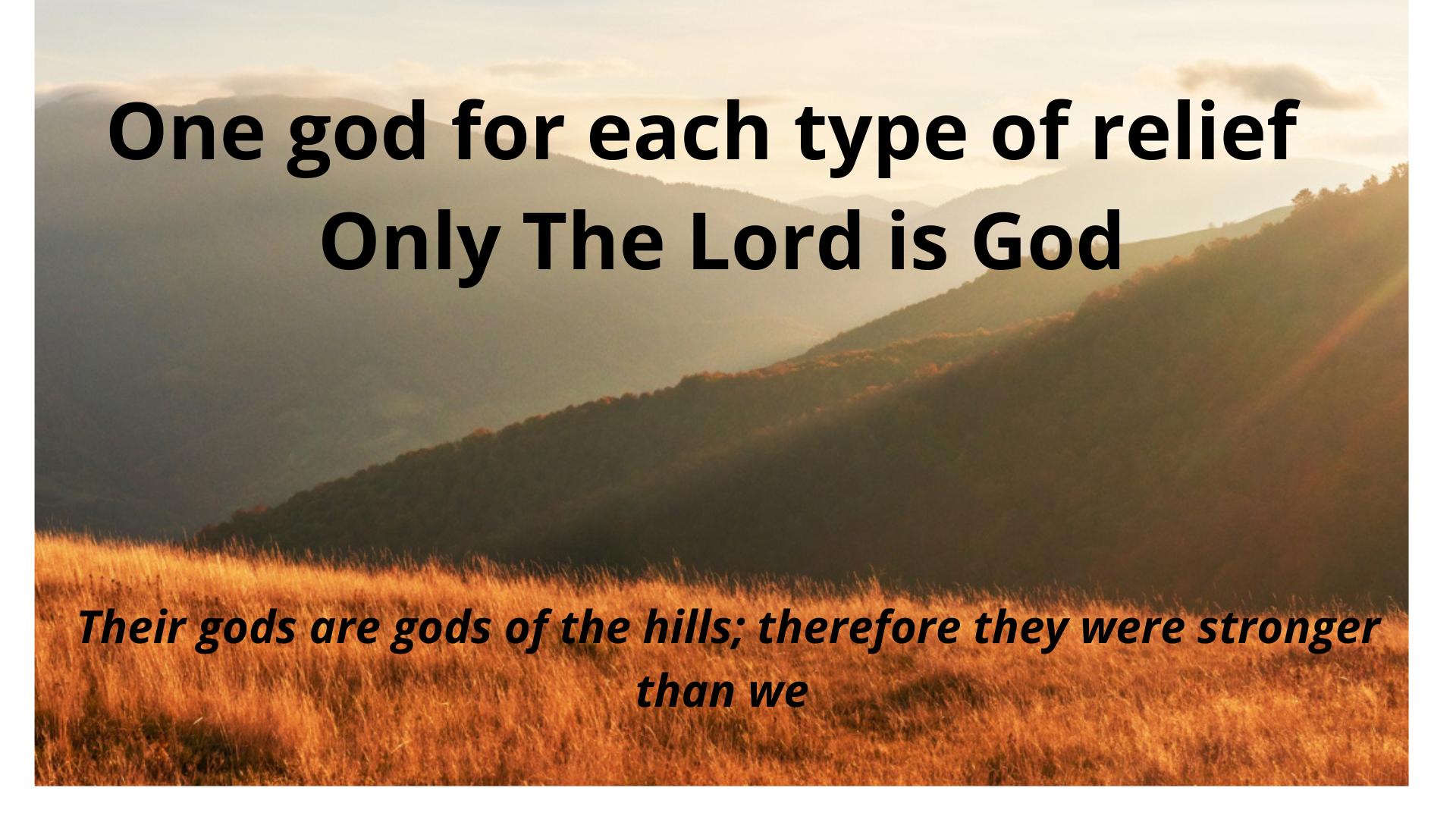 One god for each type of relief                              Only The Lord is God